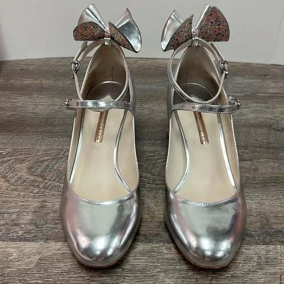 Sophia Webster Lilia Mid Mary Jane Silver Heels – Crystal Bow Block Heel – 39 - Picture 3 of 16